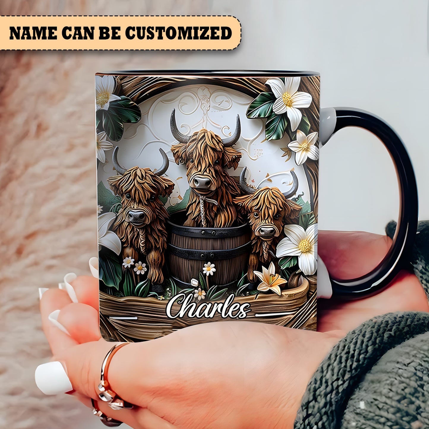 Highland Cow - Personalized Cow Accent Mug