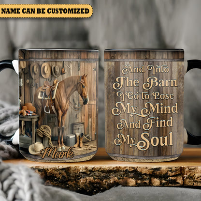 And Into The Barn  - Personalized Horse Accent Mug