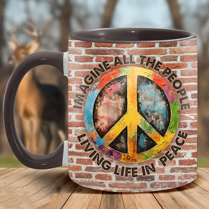 Hippie Symbol Imagine All The People 2 - Hippie Accent Mug