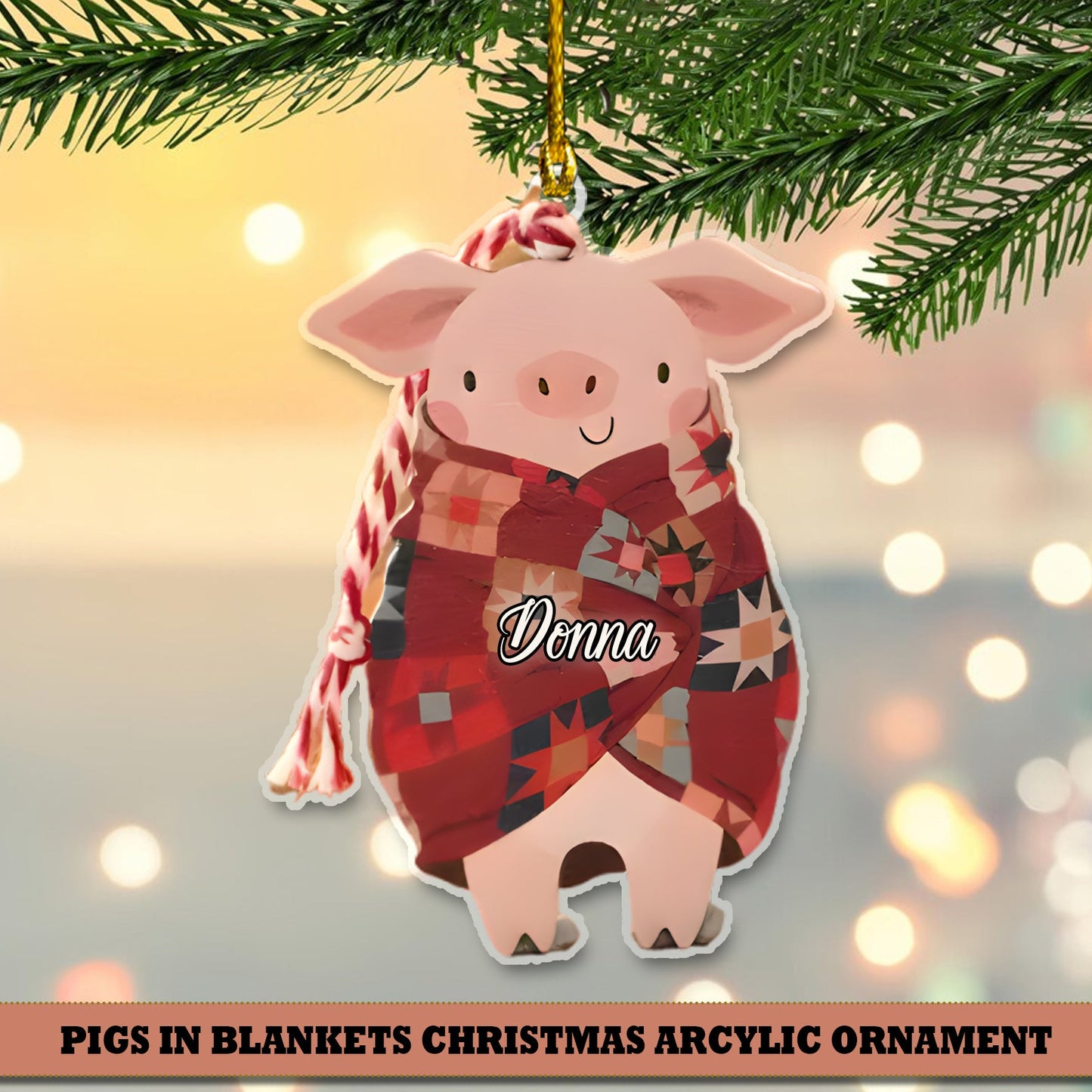 Pig Cute Acrylic Ornament - Gift For Christmas