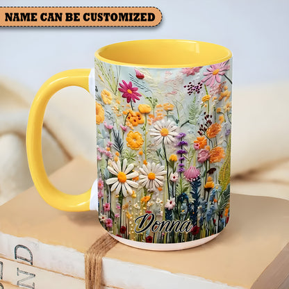 Personalized Beautiful Flowers Accent Mug