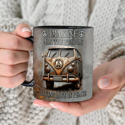 Hippie Bus Imagine All The People - Hippie Accent Mug