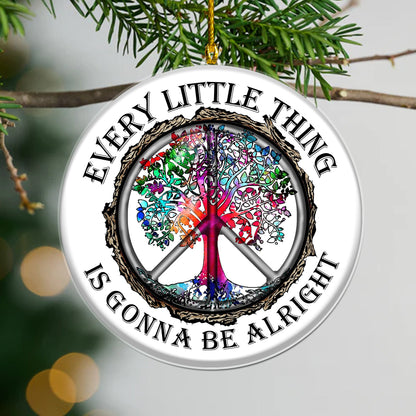 Hippie Peace Every Little Thing Is Gonna Be Alright Christmas Acrylic Ornament