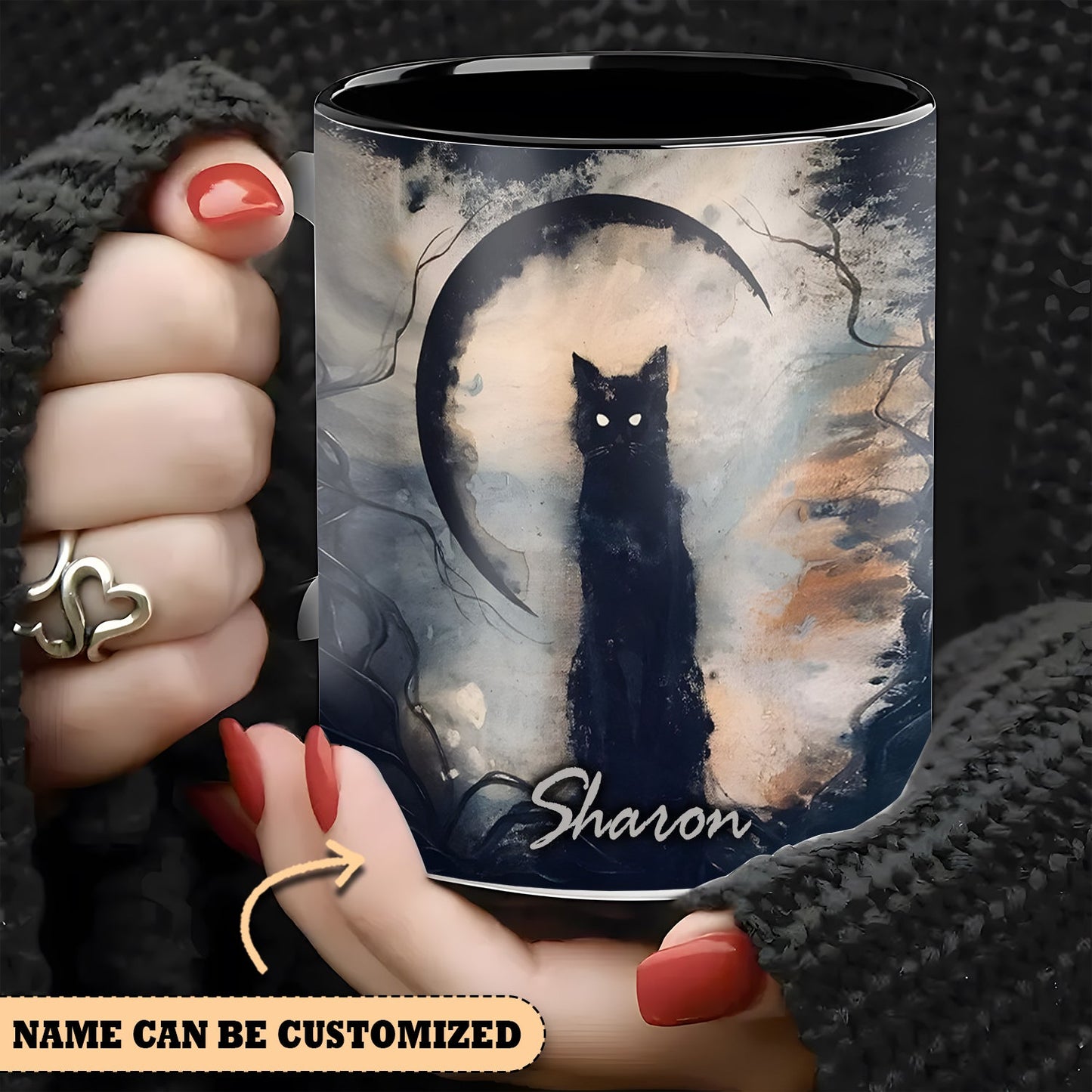 Black Cat Witches Personalized Halloween Accent Mug