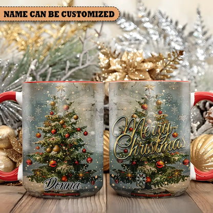 Merry Christmas  - Personalized Christmas Tree Accent Mug