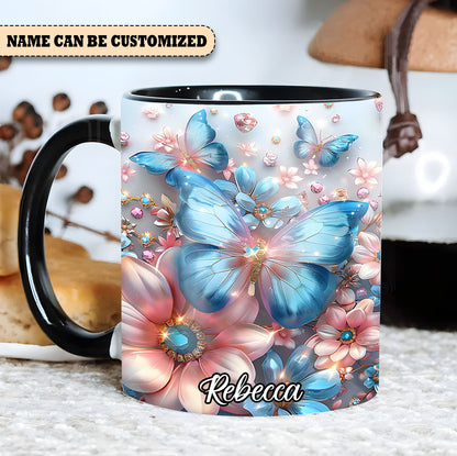 Beautiful Flowers Butterflies - Personalized Accent Mug