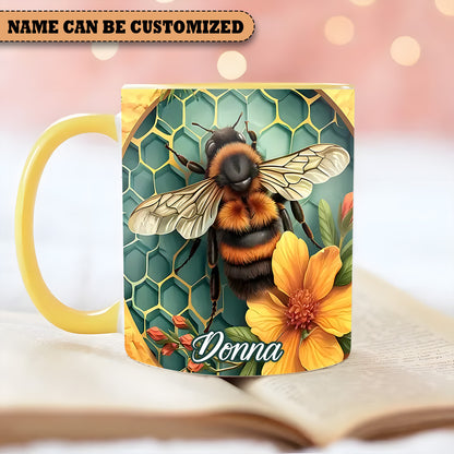 Bee Flowers - Personalized Bee Accent Mug