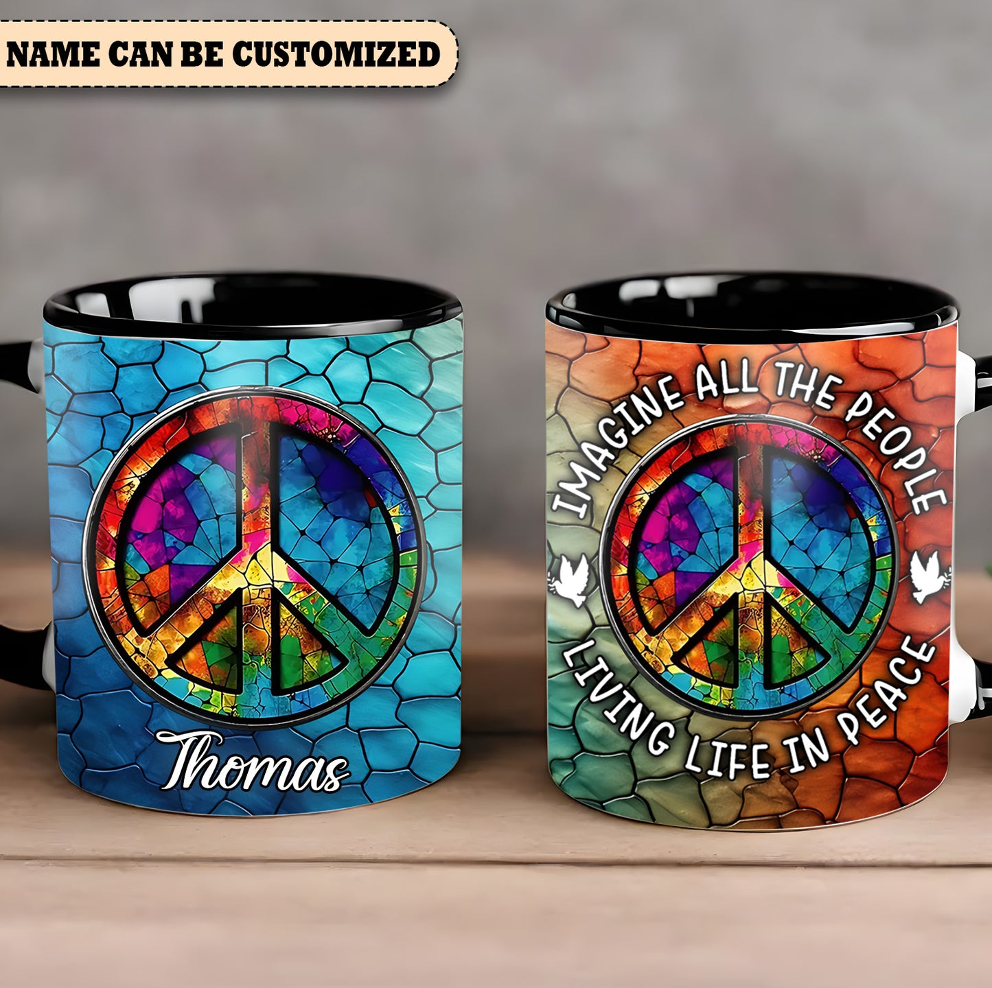 Hippie Symbol - Personalized Hippie Accent Mug