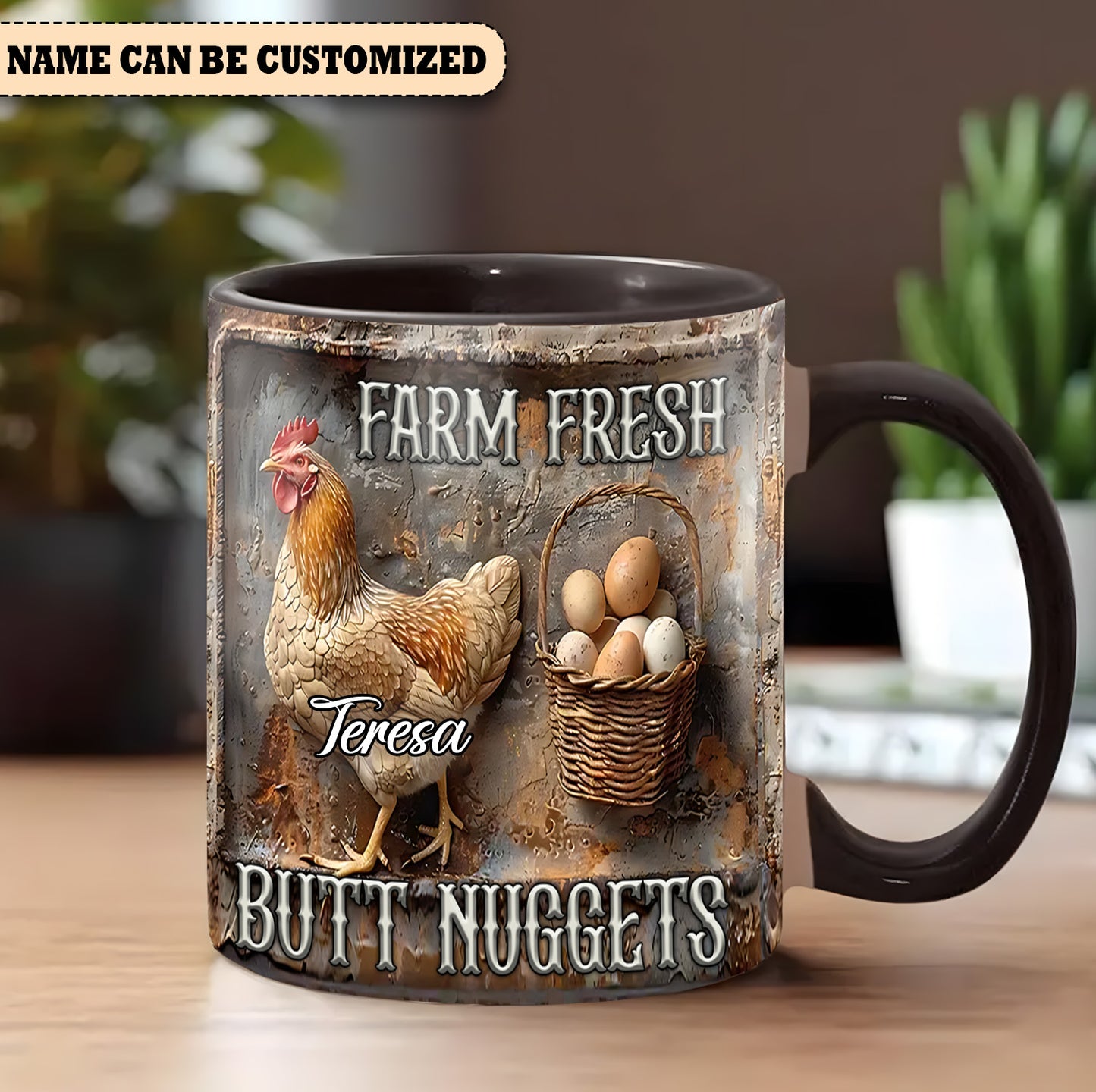 Farm Fresh Butt Nuggets - Personalized Chicken Accent Mug