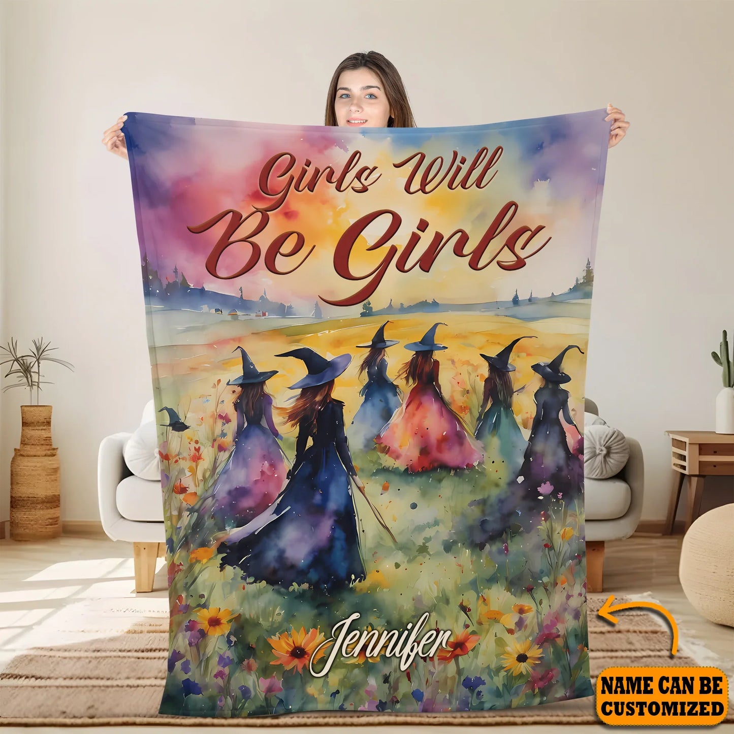 Personalized Witch Girls Will Be Girls Blanket