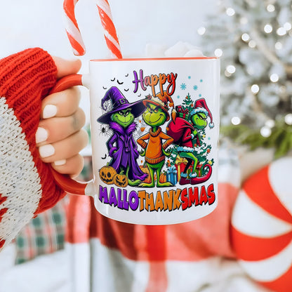 Grinch Christmas HalloThanksMas Funny Accent Mug