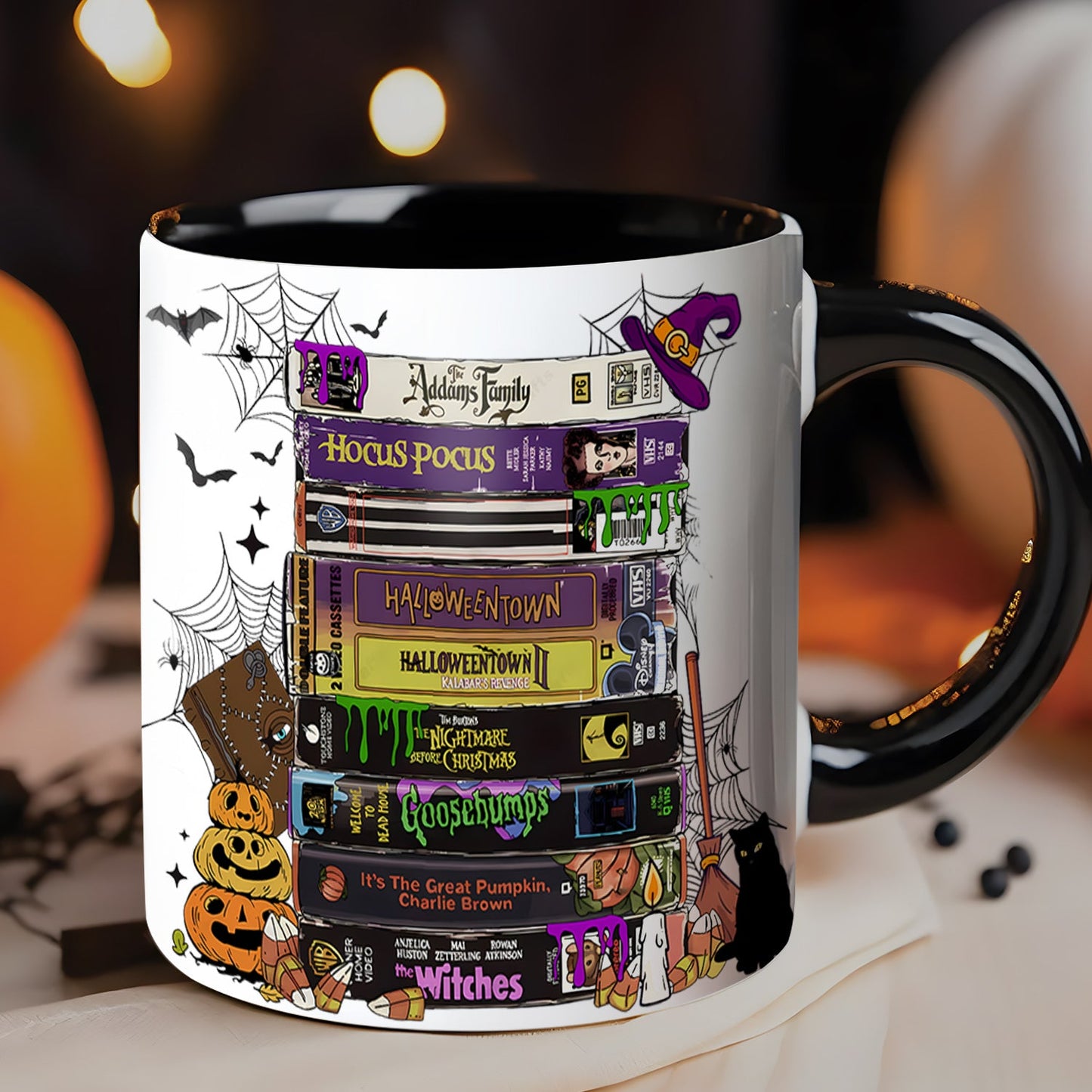 Halloween Movies VHS Tapes Accent Mug