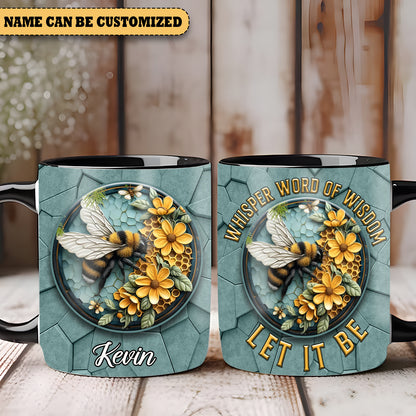 Hippie Bee Flowers  - Personalized Bee Accent Mug