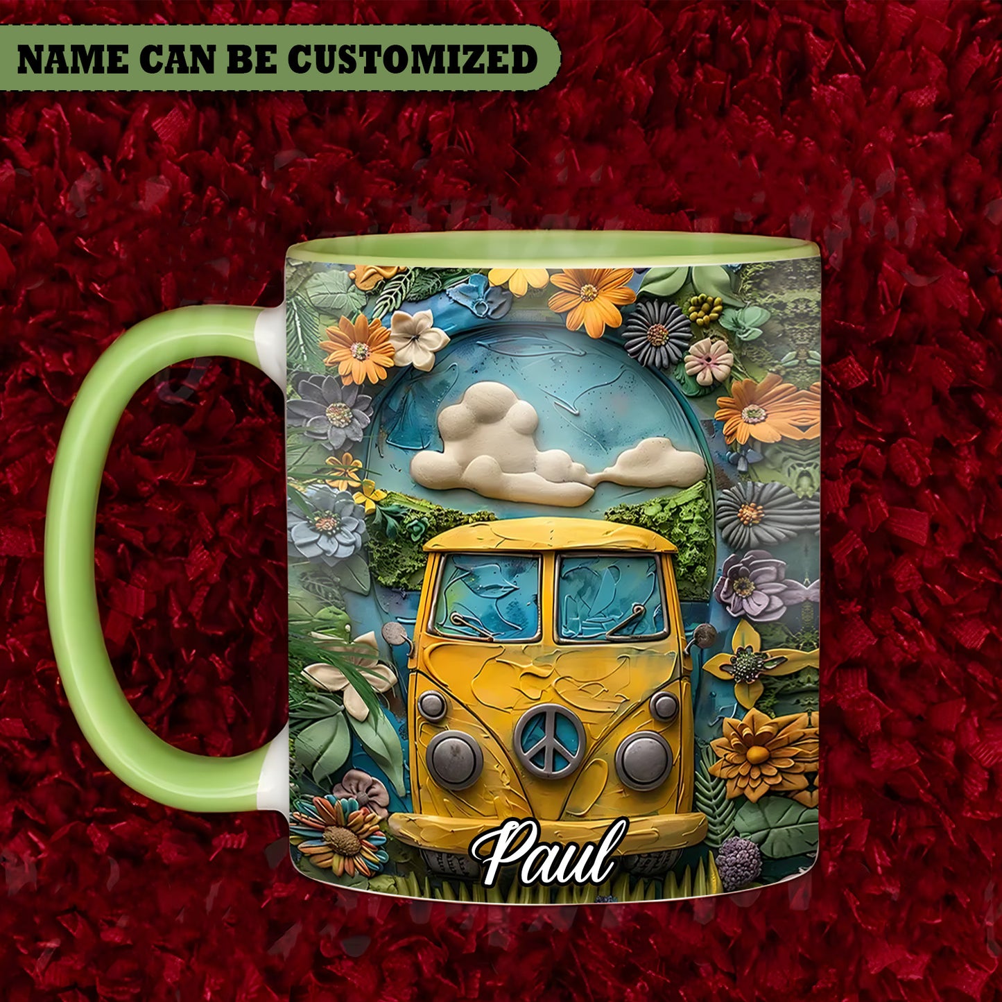 Hippie Bus - Personalized Hippie Accent Mug