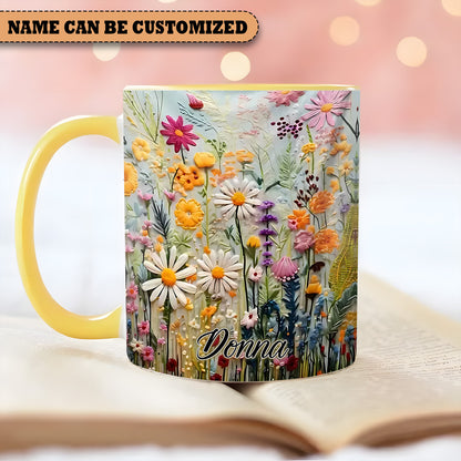 Personalized Beautiful Flowers Accent Mug