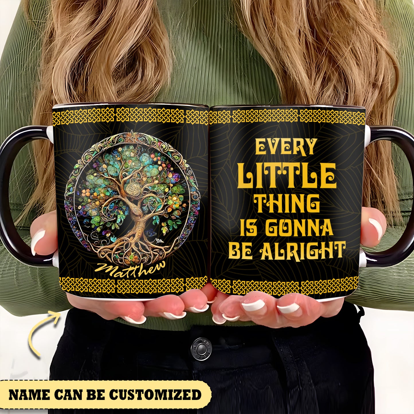 Tree Of Life Every Little Thing Is Gonna Be Alright   - Personalized Hippie Accent Mug