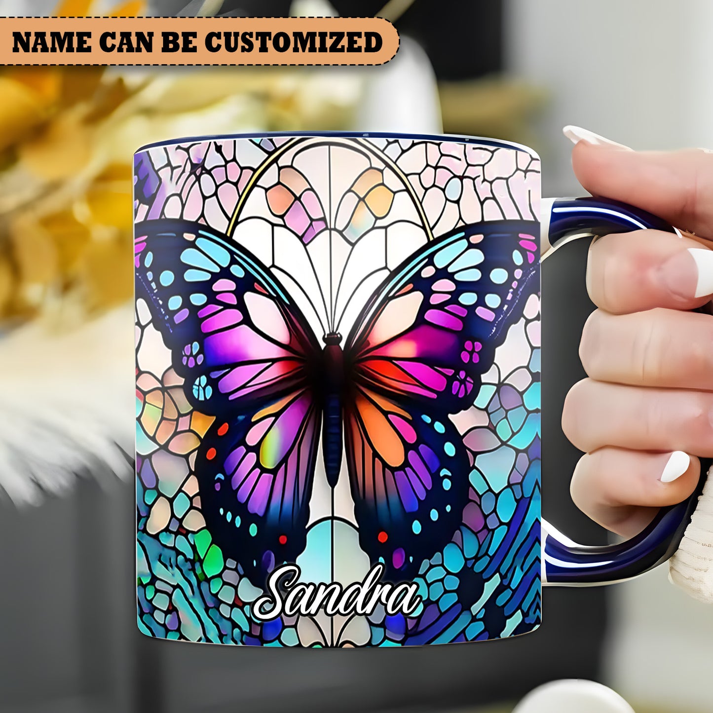 Beautiful  Butterfly - Personalized Butterfly Accent Mug