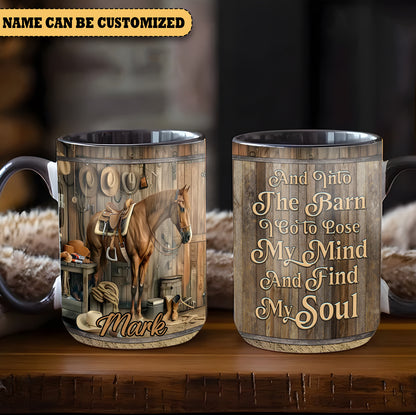 And Into The Barn  - Personalized Horse Accent Mug