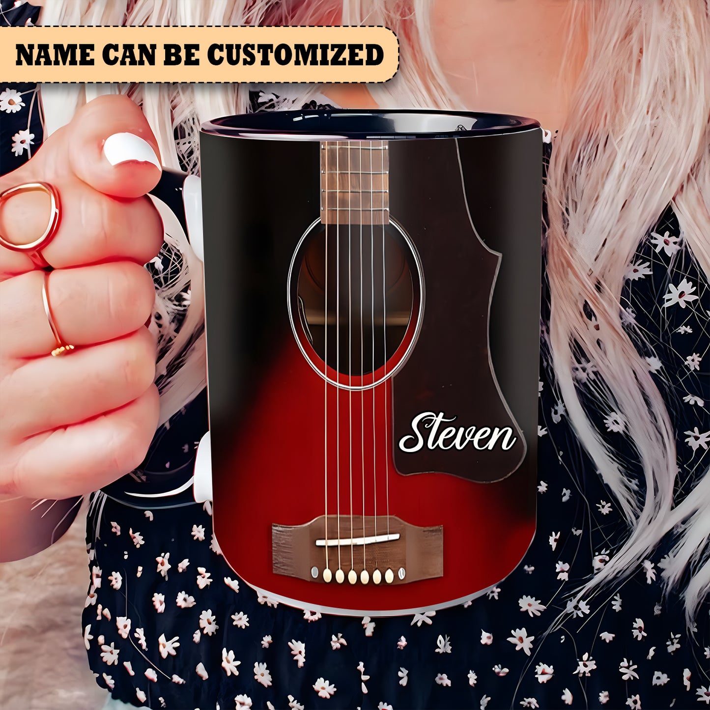 Guitar - Personalized Guitar Accent Mug