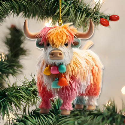 Cow Colorful Acrylic Ornament - Gift For Cow Lover's