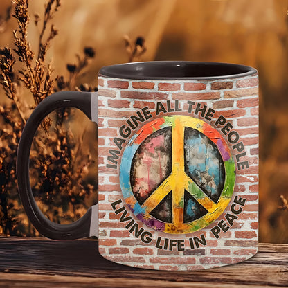 Hippie Symbol Imagine All The People 2 - Hippie Accent Mug