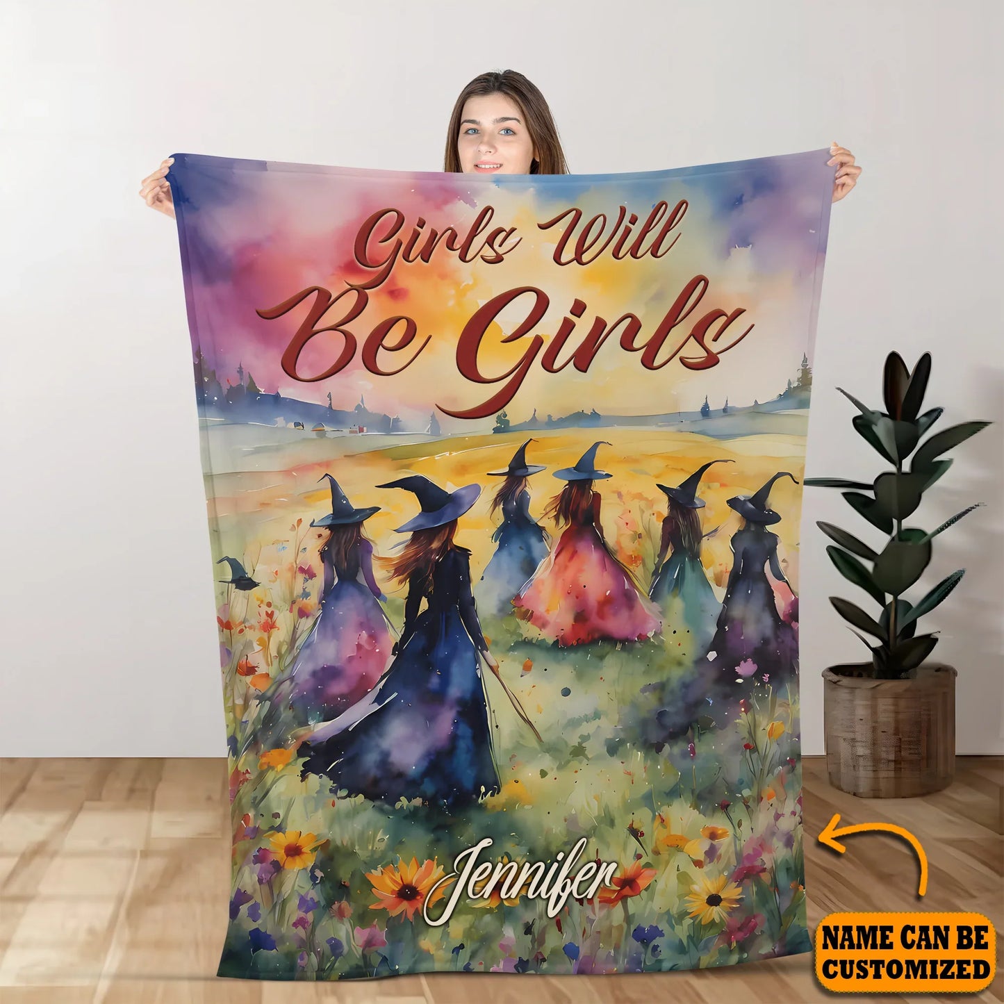 Personalized Witch Girls Will Be Girls Blanket