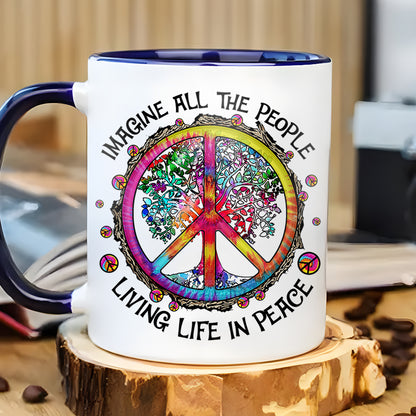 Hippie Tree Imagine All The People - Hippie Accent Mug