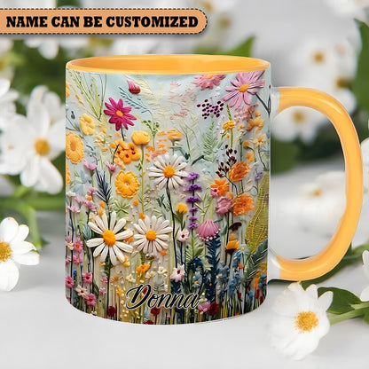 Personalized Beautiful Flowers Accent Mug