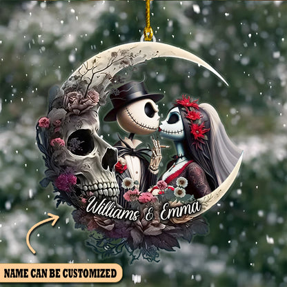 Personalized Jack and Sally Moon Ornament