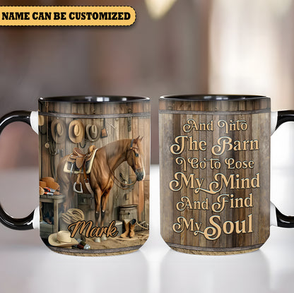 And Into The Barn  - Personalized Horse Accent Mug