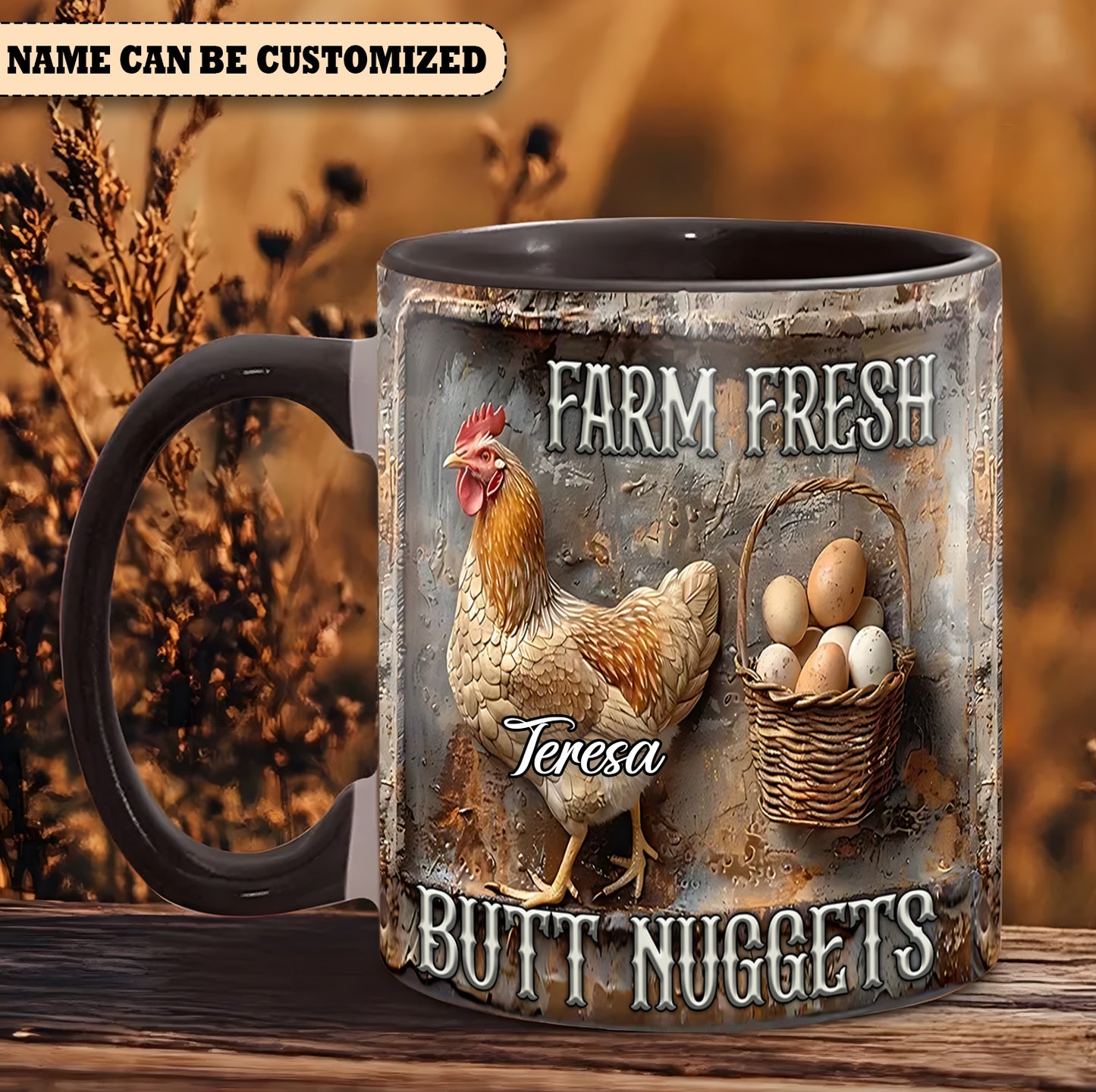 Farm Fresh Butt Nuggets - Personalized Chicken Accent Mug