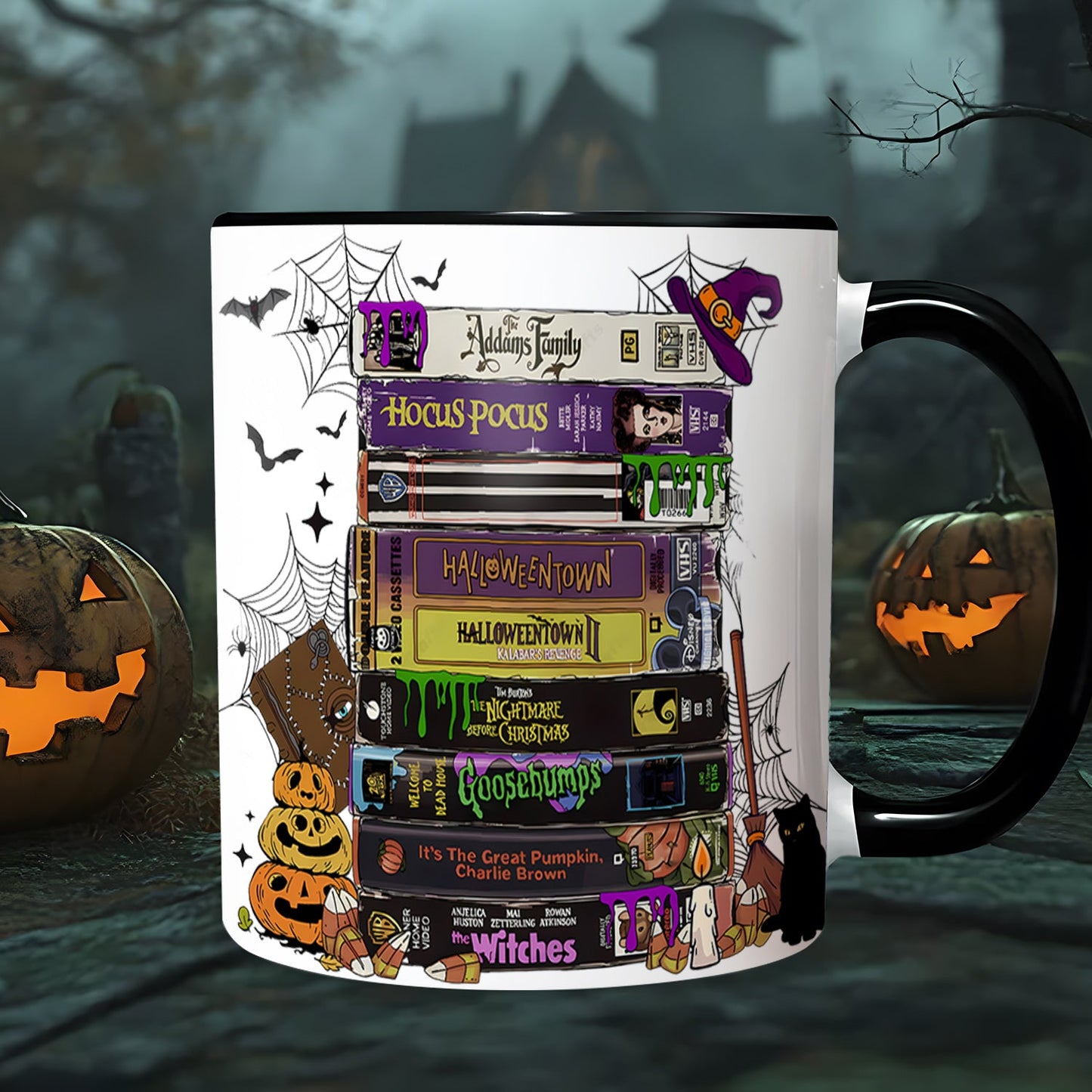 Halloween Movies VHS Tapes Accent Mug