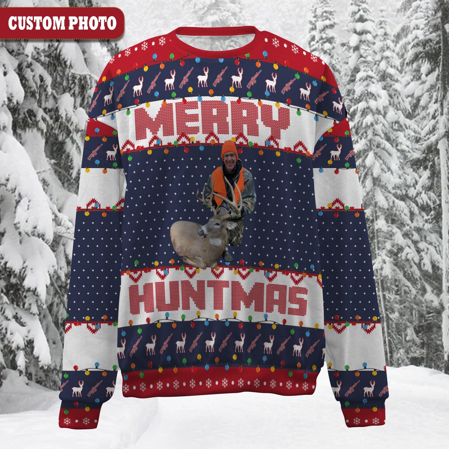 Hunting Custom Face Christmas – Personalized Photo Ugly Sweater