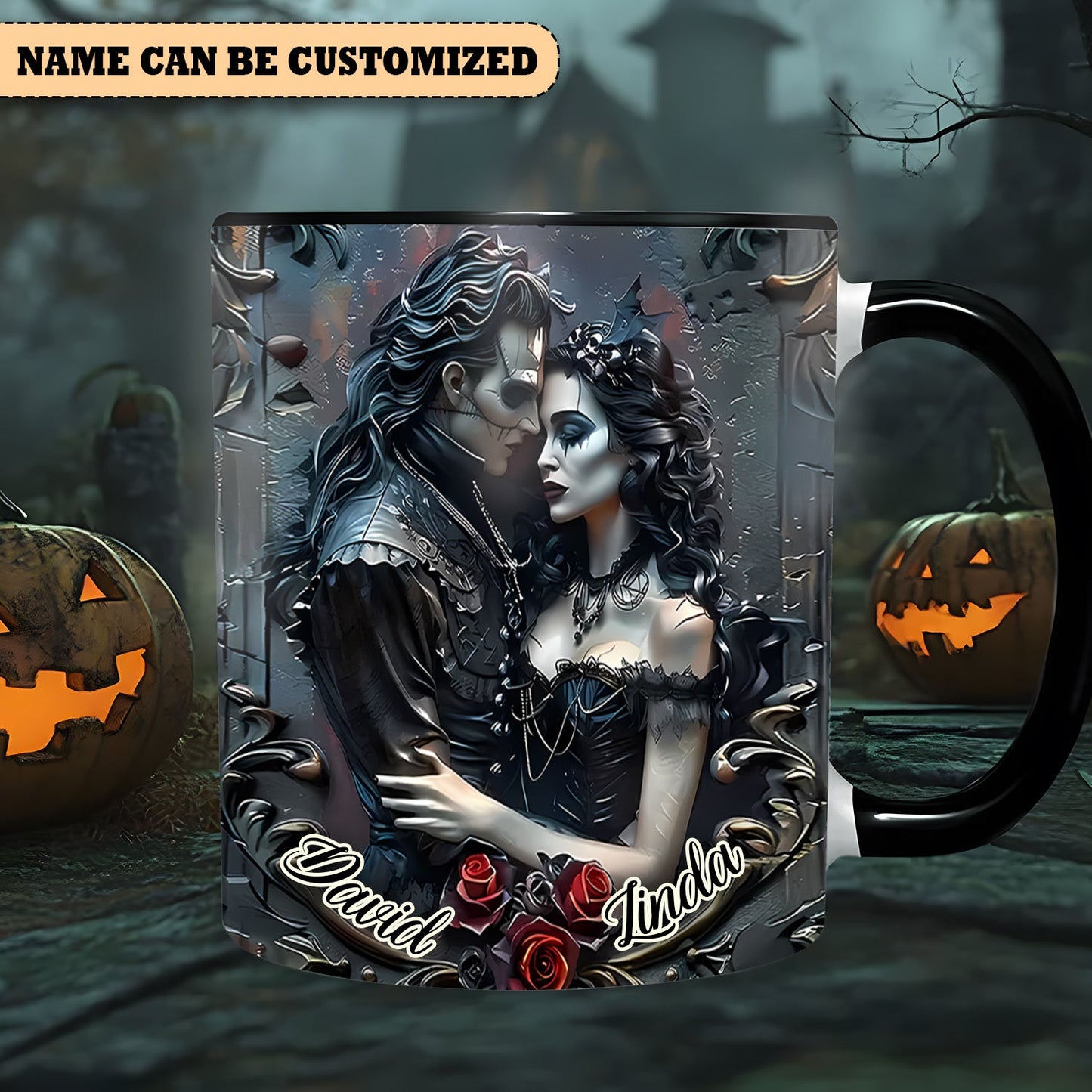 Couple Dark Gothic Personalized Halloween Accent Mug