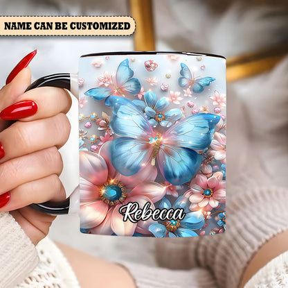 Beautiful Flowers Butterflies - Personalized Accent Mug