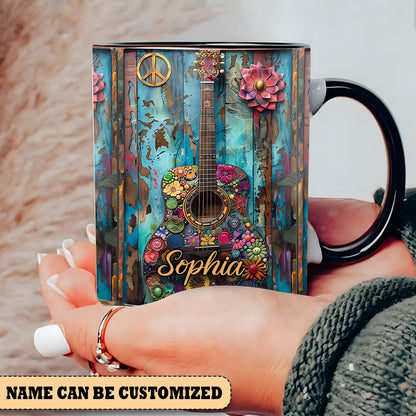 Guitar Hippie Personalized Accent Mug