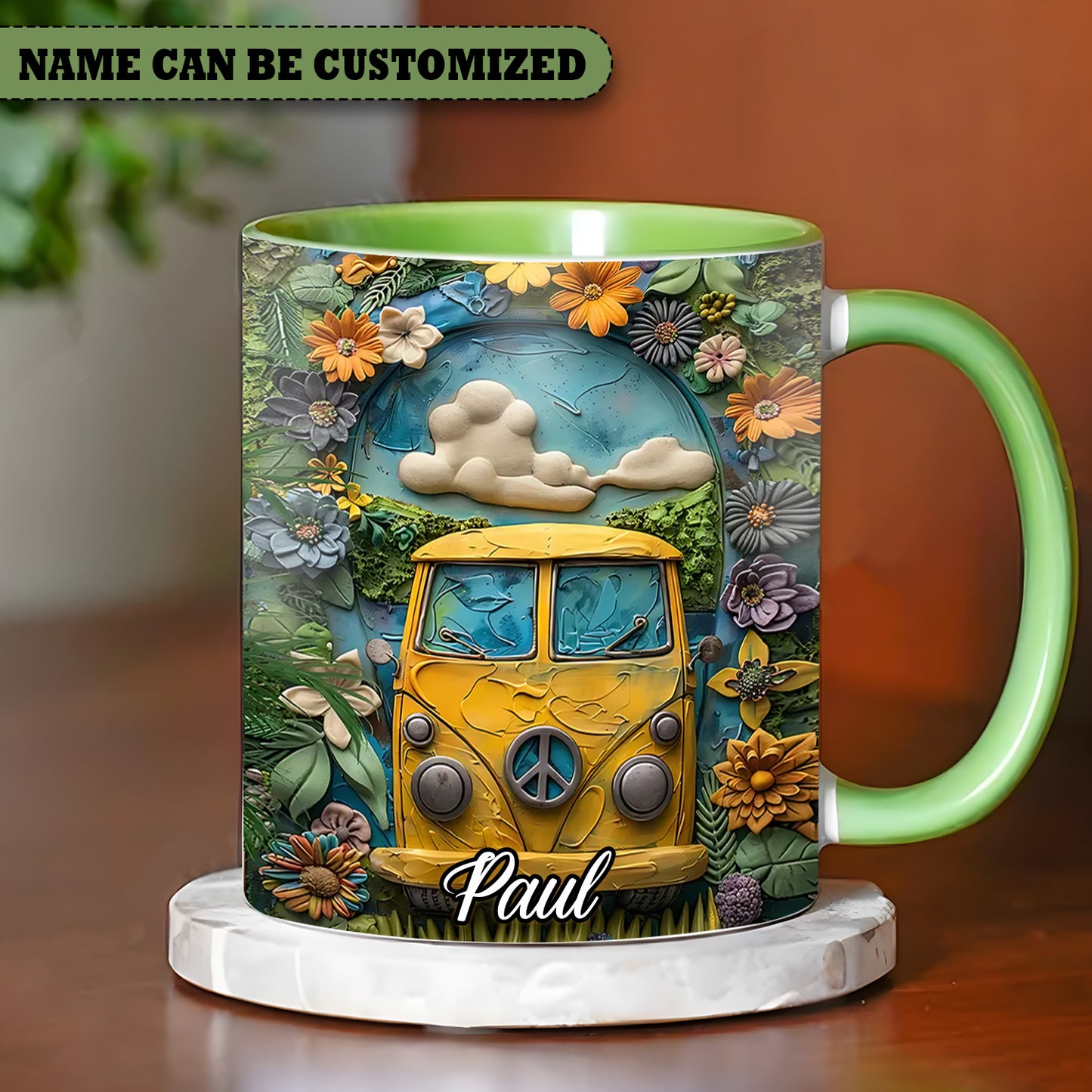 Hippie Bus - Personalized Hippie Accent Mug