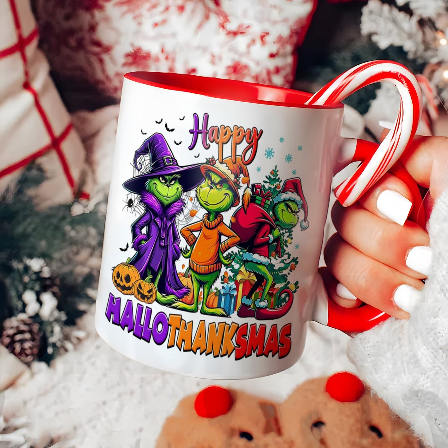 Grinch Christmas HalloThanksMas Funny Accent Mug