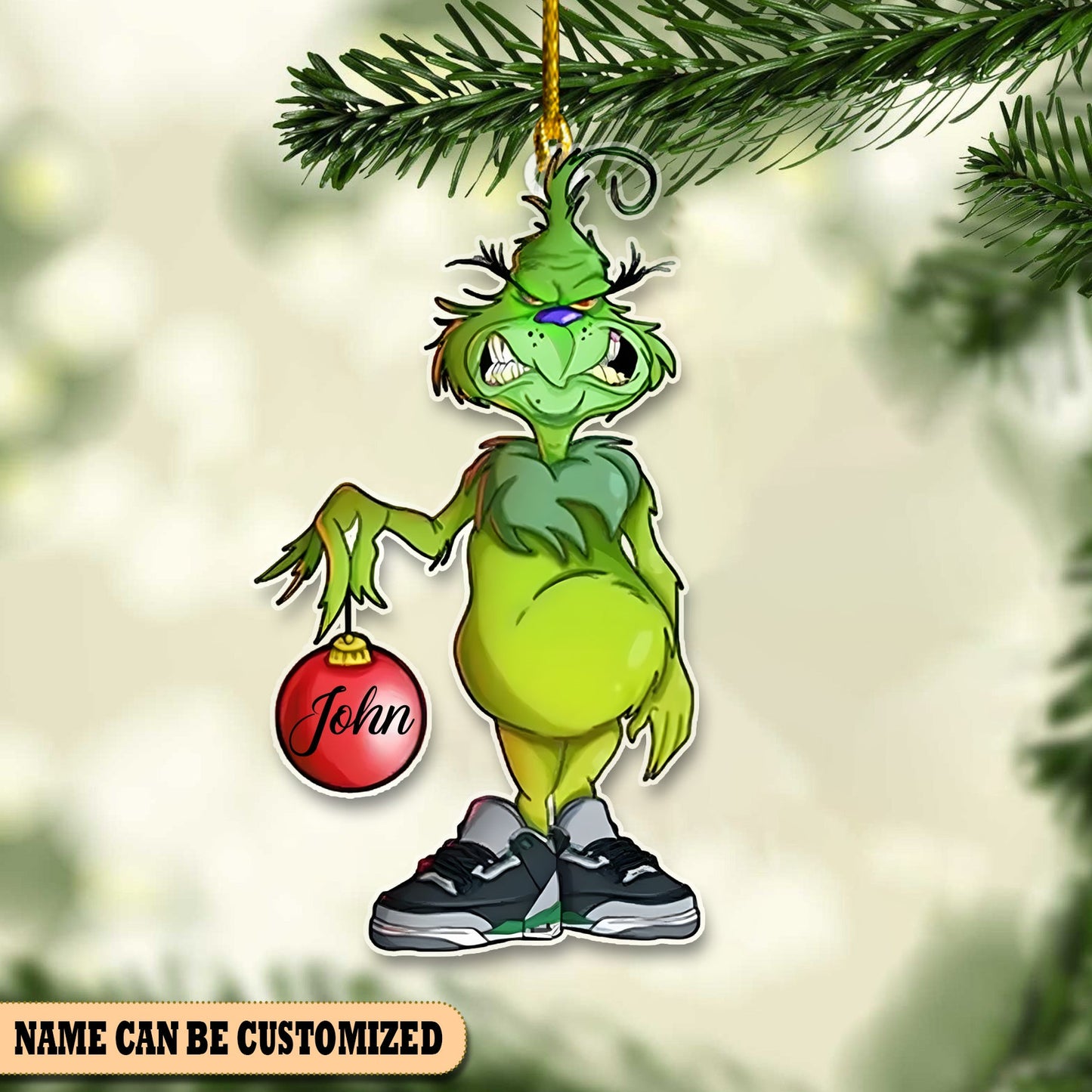 Grinch Funny Custom Name Acrylic Ornament Christmas