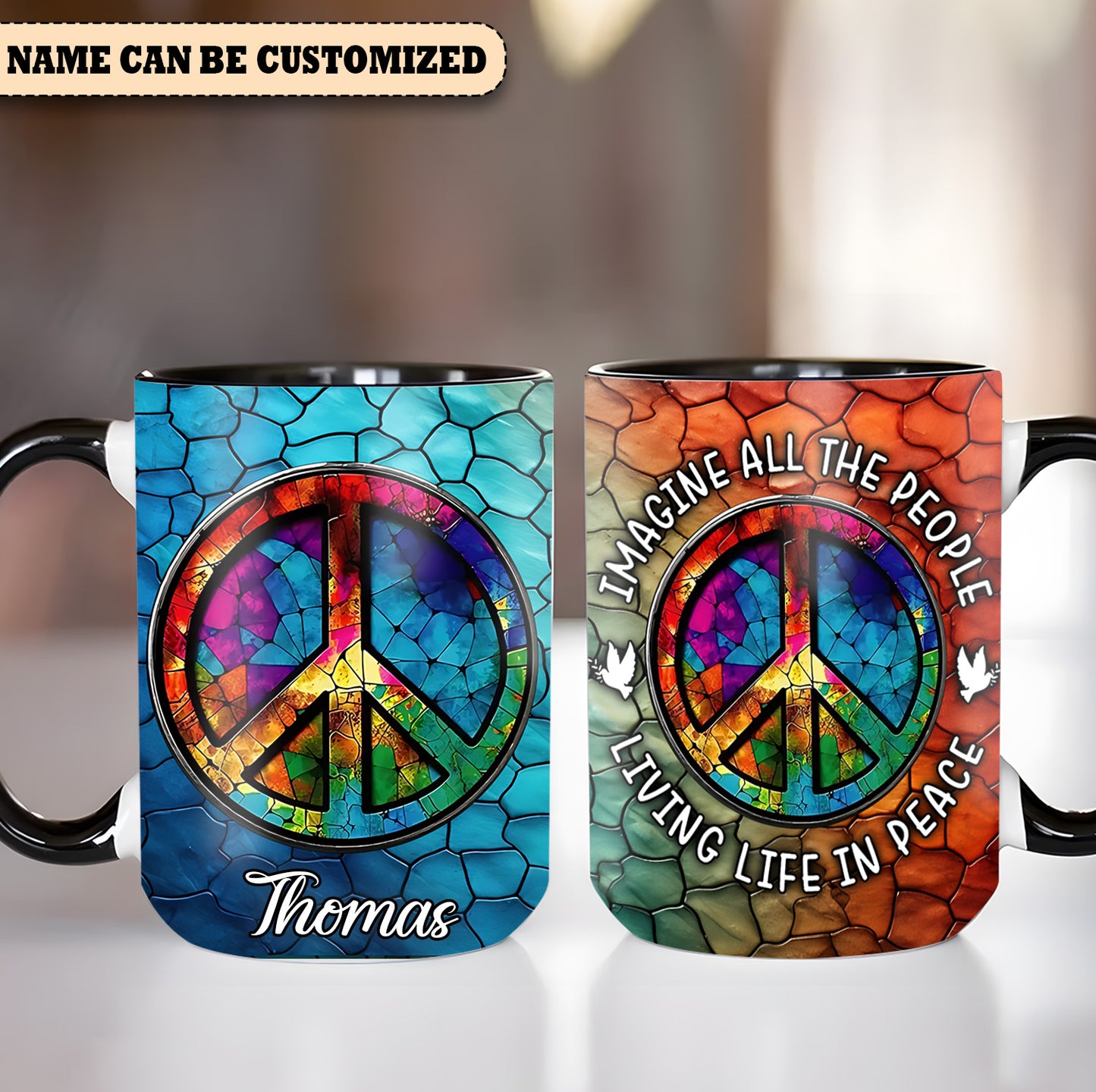 Hippie Symbol - Personalized Hippie Accent Mug