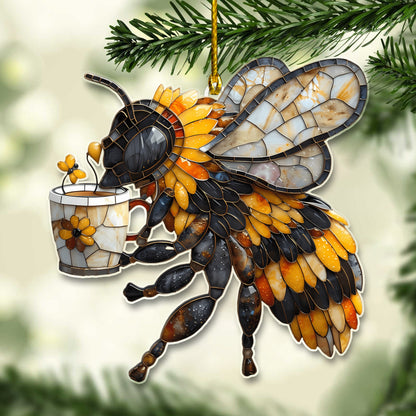 Bee Bring Coffee Acrylic Ornament Christmas Gift