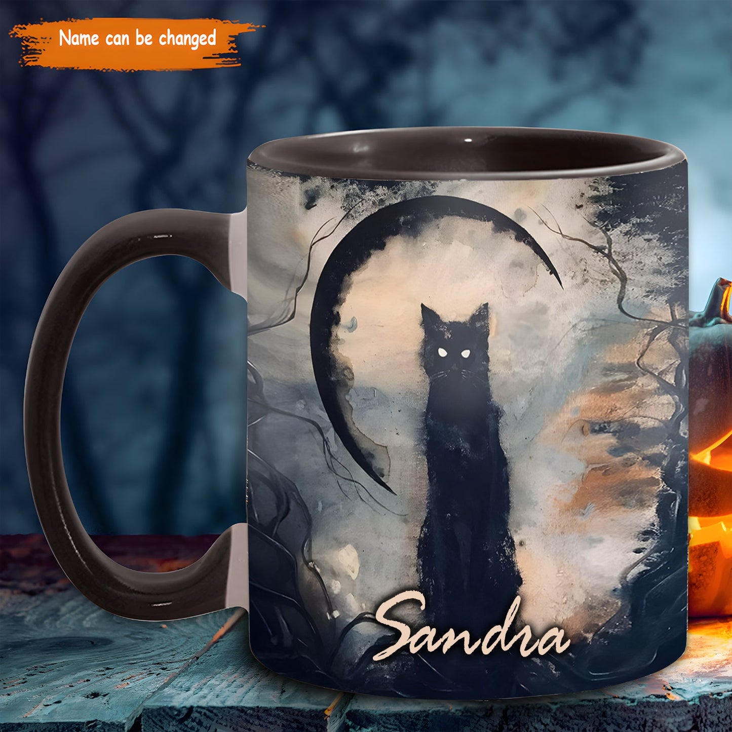 Black Cat Witches Personalized Halloween Accent Mug