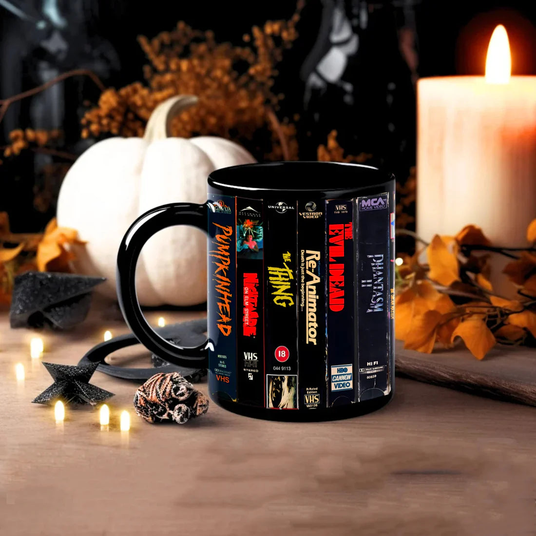 VHS Tape Halloween Movies Nostalgic Black Mug - Horror Movie