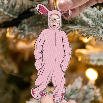 Custom Photo Pink Nightmare Pink Bunny Ornament