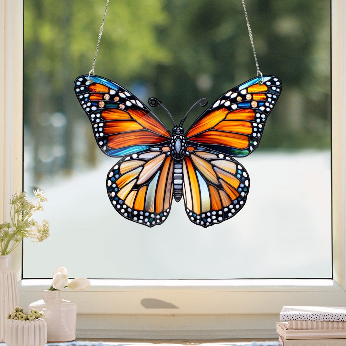 Monarch butterfly Acrylic Window Hanging, Acrylic Window Flowers, Sunflowers Acrylic Window Decor Art Decoration, Butterflies Acrylic, Gift for Mom