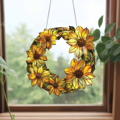 Sunflowers Plant Acrylic Window Hanging, Acrylic Window Sunflower Plant Sunflower With Chain, Home Decor Art Gift, Garden Gift , Gift For Women , Home Decor