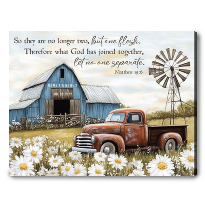 Vintage Barn With Rustic Truck Canvas Personalized Gift For Couple