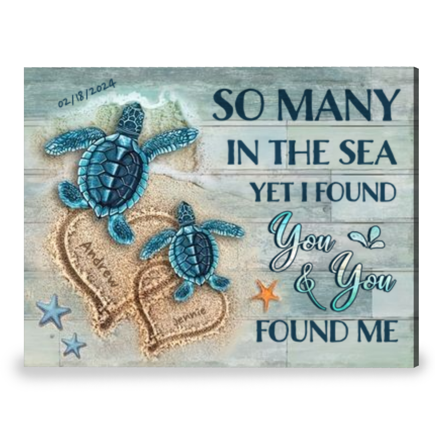 Beach and Turtles Lovely Gifts for Couples Unique Custom Canvas