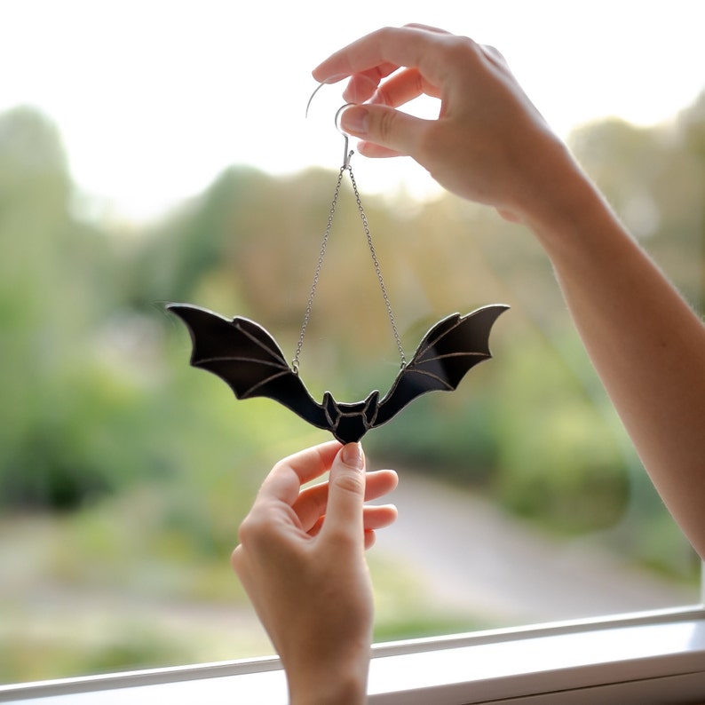 Bat Colorful Acrylic Window Hanging, Indoor Decor, Bat lovers gift