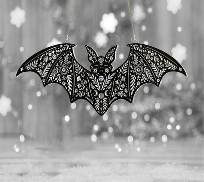 Bat Halloween Acrylic Window Hanging, Indoor Decor, Bat lovers gift